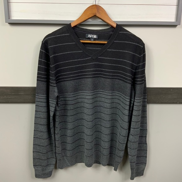 Apt. 9 Other - APT.9 Men's Merino Wool Sweater  stripes v-neck